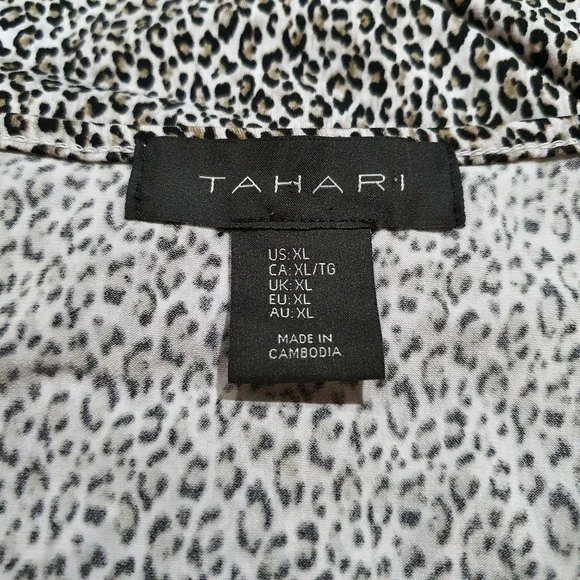 Tahari Leopard Print Ruched Top - Picture 6 of 8